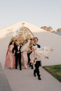 hinterland wedding sunshine coast pink bridesmaid dresses