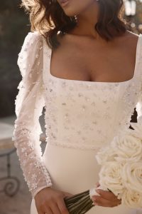 bride wearing new bridal gown from Anna Campbell bridal collection Bloom 2024
