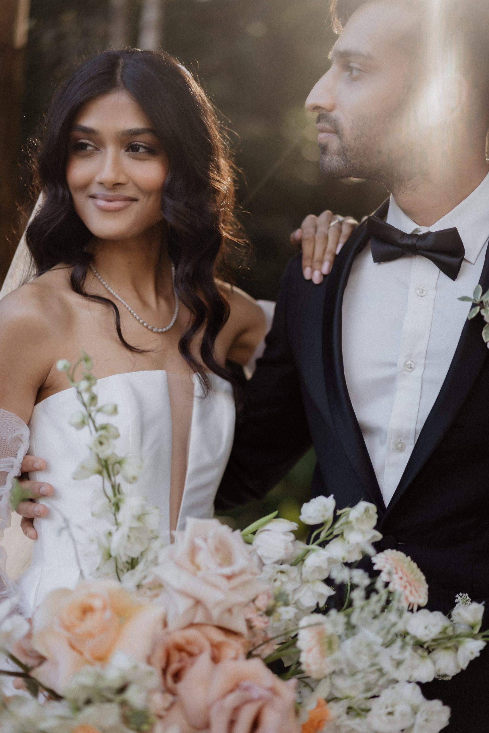 South Asian bride with beautiful makeup and hair in Sunshine Coast wedding
