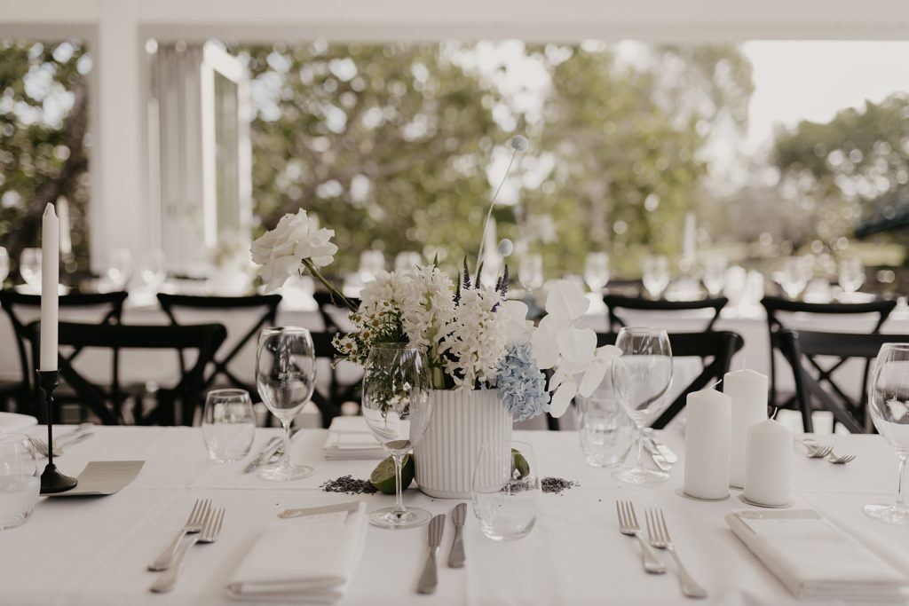 Tablescape for wedding at Noosa wedding venue on the Sunshine Coast