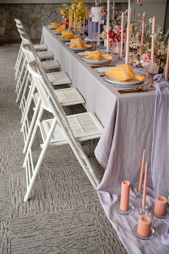 Wedding table rainbow wedding trend