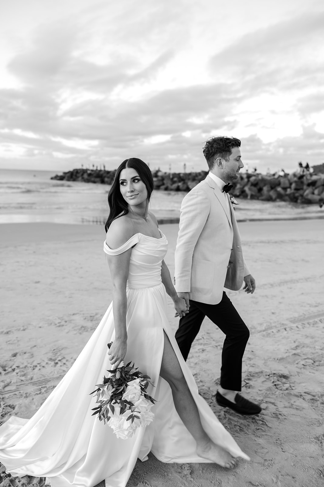 Noosa beach wedding bride and groom portraits Noosa main beach