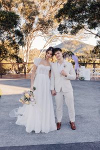 bride and groom post wedding ceremony yandina station sunshine coast wedding venue