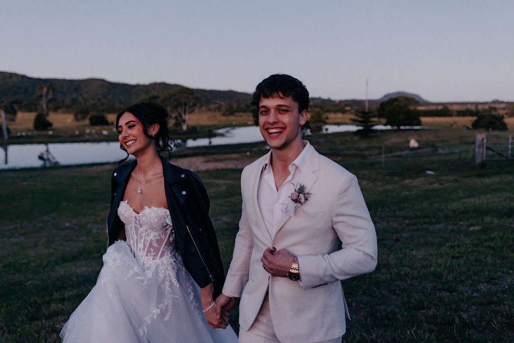 twilight bride and groom photo shoot on luxury country estate wedding venue Yandina Station